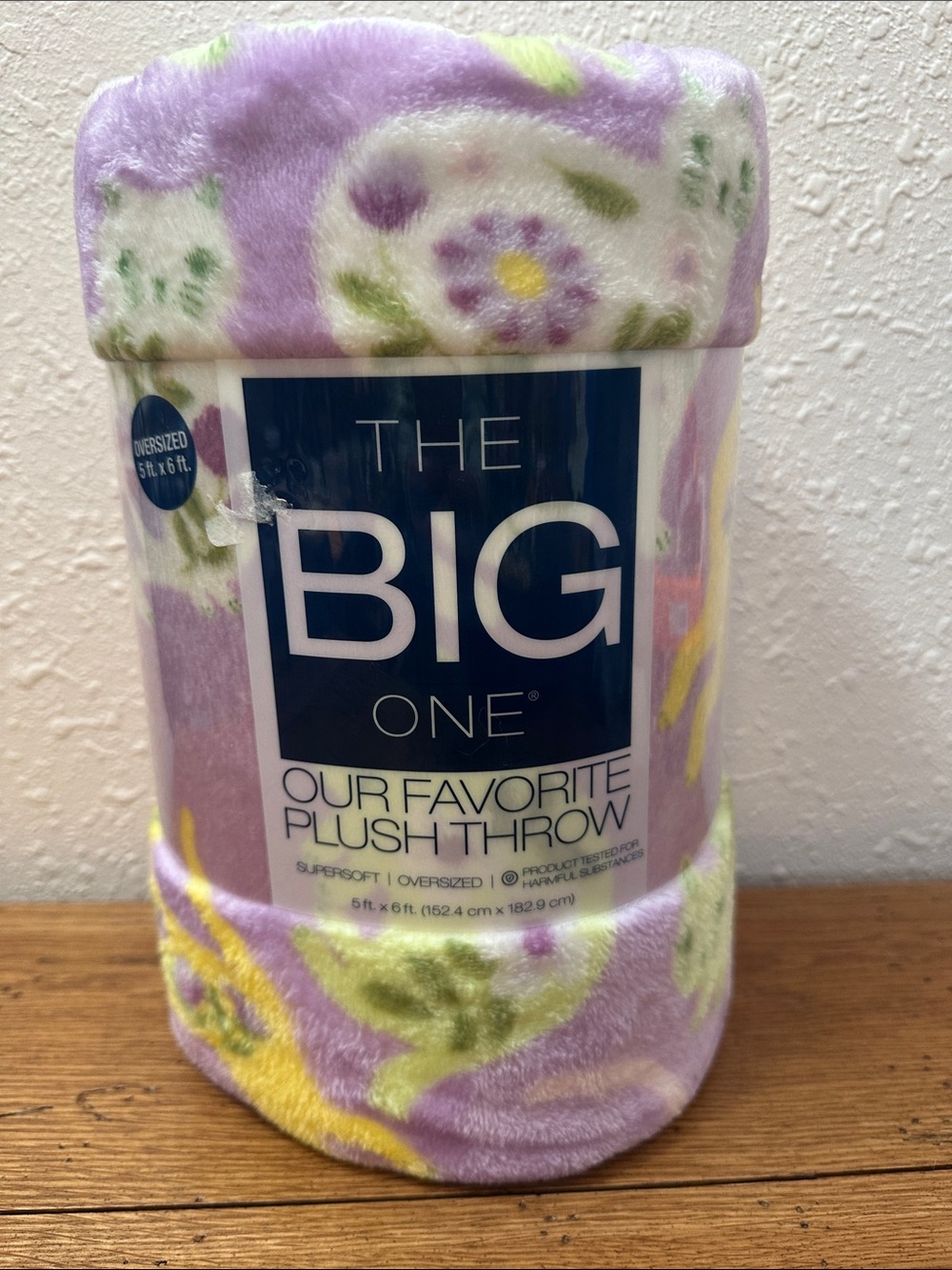 The Big One Plush Throw in Lavender, Yellow, Green and White